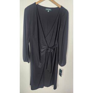 Lauren Ralph Lauren Women's Sz. 12 Black Long Sleeve Wrap Dress NWT